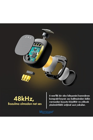 Microcase Kablosuz Çiftli Yaka Mikrofonu Seti - Şarj Kutulu Type-c Ve Lightning Uyumlu Gürültü Engelleyici Vlog Mikrofonu-al5819