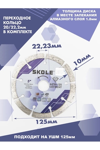 Skole Beton İçin 125 Mm Segmentli Elmas Ağız Taşa, Taşlama Makinesi 453041017