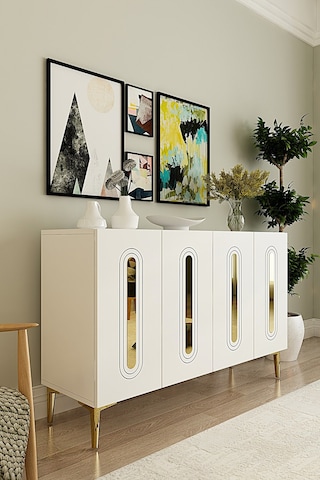 Ka1206bg Rany120 Konsol, Kahve Köşesi Ve Tv Sehpası Beyaz-gold 120cm Beyaz-gold
