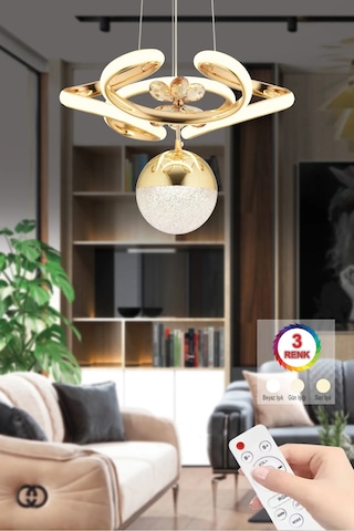 İstanbul Avize Dreon Gold 3 Renk Kumandalı Led Lüx Ledli Avize