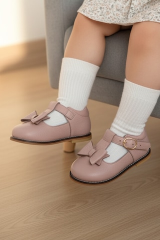 Cevoclub Kids Hakiki Deri İlkadım Ve Çocayuk Akkabı Pudra Cv-468