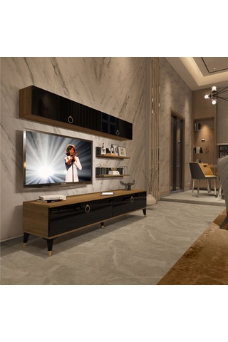 Decoraktiv Eko 5 Mdf Std Gold Tv Ünitesi Tv Sehpası Pera - Siyah