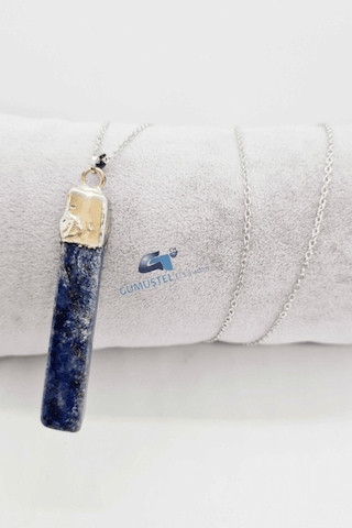 Sertifikalı Doğal Taş Lapis Lazuli Kolye Zincir Hediyeli Çok REnkli