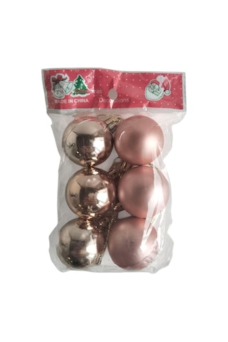 Yılbaşı Top Süs Rosegold - Pembe 4cm 6lı Mat-parlak