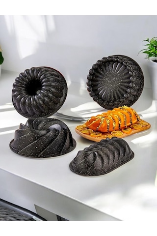 Doremcy Eda 4'lü Kek Kalıbı Seti Siyah Siyah