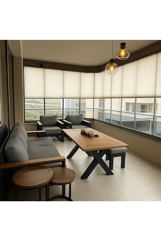 Perdema Kancalı/vidalı Jalvolin Plise Cam Balkon Perdesi - Ofis Perdesi - Mutfak Perdesi - Salon Perdesi Beyaz