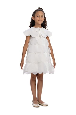Pamina Kız Çocuk Kalp Aksesuarlı Elbise Ekru 3-7yaş 36134pr-2782