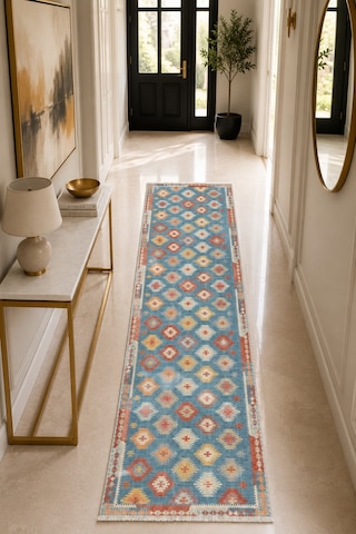 Dekoratif Halı Kaymaz Taban Leke Tutmaz Yıkanabilir Kilim Özel Ölçü Salon Halısı 3050 Çok Renkli