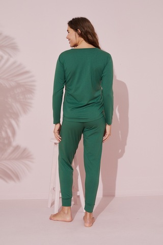 Siyah İnci Pamuklu Örme Pijama Takım 24241068 Yeşil
