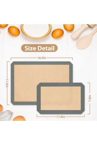 Maoyaya Silikon Pişirme Matı, 3'lü Paket - Yapışmaz, Isıya Dayanıklı, Gıda Güvenli, Sarı-gri Sarı - gri