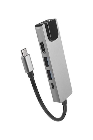 Hytech Hy-usbc80 4k 30hz Gri Metal 2xusb3.0 1xhdmı, 1xpd Gigabit Type C Adaptör-129132