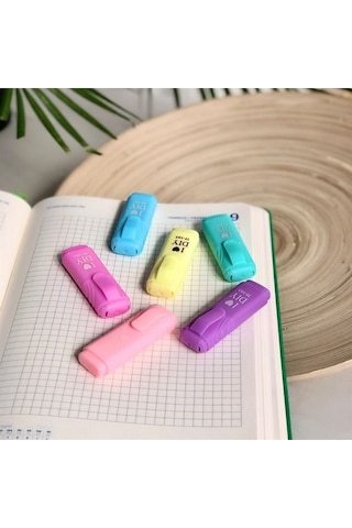 Mini Fosforlu Kalem 6'lı Öğrenci Işaretleme Kalemi - Pastel Renkler Ho0184 Çok Renkli