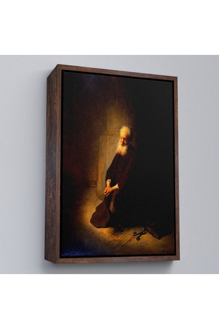 Çerçeveli Rembrandt Van Rijn - Hapishanedeki Havari Aziz Peter Diz Çökmüş Tablo-7410
