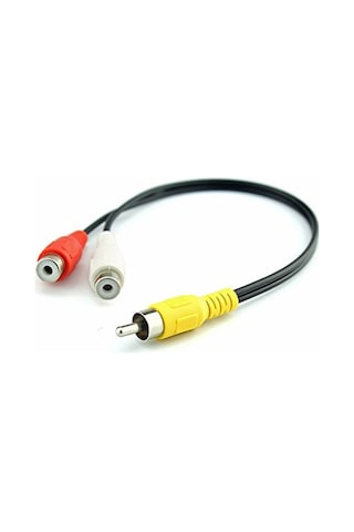 2 Adet - Anfi Y Kablo 1 Erkek Rca To 2 Dişi Rca Lale Tos Kablo - 25cm
