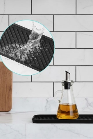 Siyah Silikon Yağdanlık Yağlık Standı Altlık Çok Amaçlı Organizer Sabunluk Altlığı 23x10 Cm Diğer
