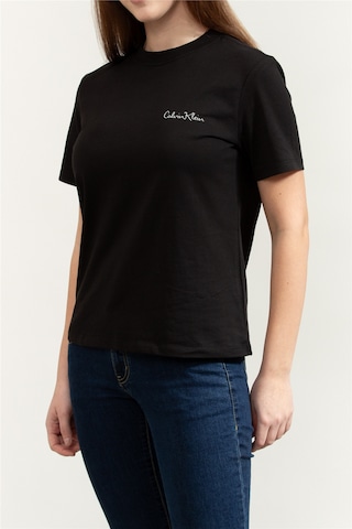 Calvin Klein Kadın Regular Fit Yuvarlak Yakalı %100 Pamuklu Kısa Kollu Siyah T-shirt Lv047e809g-ub1-12826 Siyah