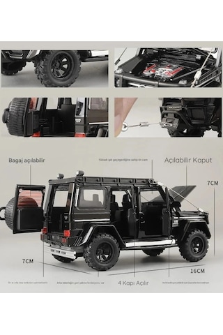 1:32 Mercedes G63 Brabus Metal Diecast Model Araba - Sesli Işıklı Çek Bırak Oyuncak Jip Beyaz