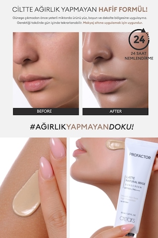 Cre'ars Hafif Kapatıcı Pürüzsüz Görünüm Sunan Güneş Kremi Natural Beige SPF50+ 50 ML