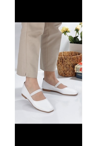Meyoushoes Lastikli Babet Ayakkabı Beyaz 40 Bej