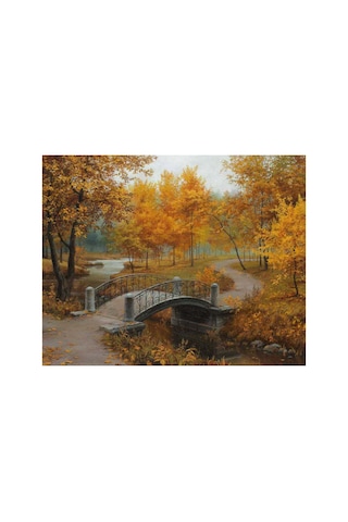 Sonbahar Köprüsü Çerçeveli 60x75 Sayılarla Boyama Hobi Seti