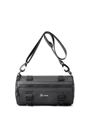 Erkekler İçin Şık Ve Fonksiyonel Tek Omuz Çanta - Hong Kong Tarzı Silindir Formda Messenger Çanta, Trend Desenli Ve Dayanıklı Film Kaplama, Spor Ve Günlük Kullanım İçin Pratik Göğüs Çantası Gri