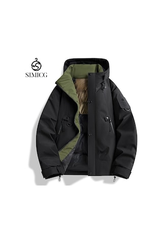 Yeni Tek Renk Su Geçirmez Sıcak Ceket Siyah