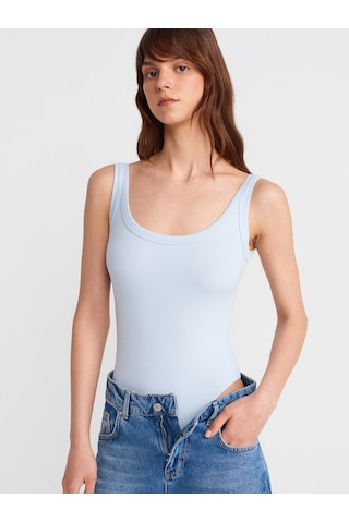 Dilvin 21053 Askılı Bodysuit-açık Mavi Açık Mavi