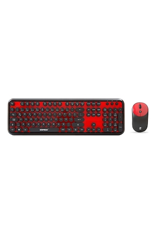 Everest Round Km-6282 Siyah Kırmızı Kablosuz Qmultimedia Klavye + Mouse Set Lazer