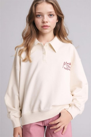 Defacto Polo Yaka Baskılı Sweatshırt Kız Çocuk E6841a826sper85 Ekru-er85