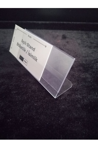 10 Ad Şeffaf Pvc Etiketlik İsimlik 8x4 Cm Kartvizitlik Ayaklı