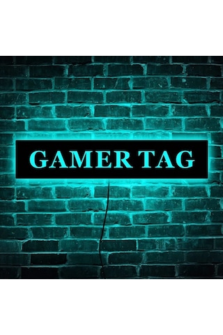 Willowhaven 1 Adet Font 15 11.81x2.36 Inç Özelleştirilebilir Oyuncu Isimli Usb Led Gece Lambası Oda Dekoru Ahşap