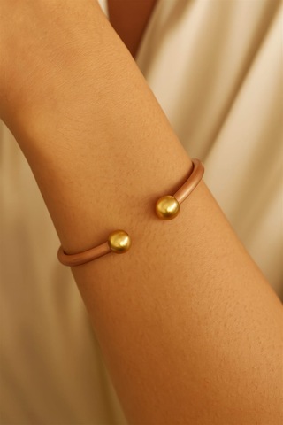 Bakır El Yapımı Mıknatıslı Pirinç Toplu Sade Bakır Bileklik