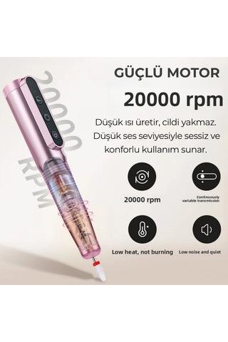 Kablosuz Elektrikli Tırnak Törpüsü Şarjlı Profesyonel Manikür Pedikür Cihazı 20000 Rpm Tırnak Bakım