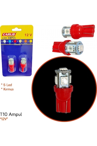 Carub 12v T10 Ampul 5 Led Smd Kırmızı Br0400237