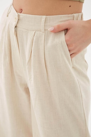 Fashion Friends Yüksel Bel Culotte Keten Bej Kadın Pantolon 25y0341k1 Bej