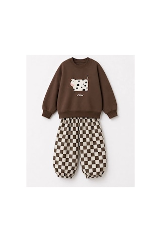 Luccokids Unisex Cocuk Takım Kahverengi Kahverengi