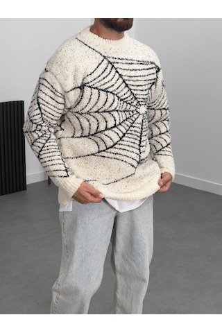 Cocopelli Örümcek Ağı Detaylı Erkek Peluş Sweatshirt Coc1005 Çok Renkli