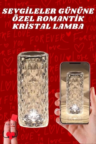 Sevgililer Günü İçin Hediye Kristal Lamba Sevgiliye Hediye Usb Şarjlı Gece Lambası Çok Renkli
