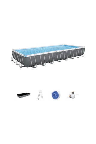 Bestway 56623 Power Steel Prefabrik Dikdörtgen Yer Üstü Havuz Seti 9,56 M X 4,88 M X 1,32 M