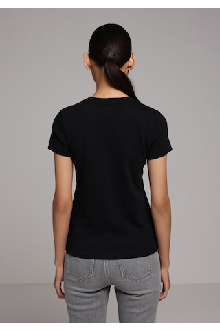 Colins Slim Fit Yuvarlak Yaka Düz Kadın Siyah Kısa Kol Tişört Cl1068567 Q1.v2 Blk Siyah