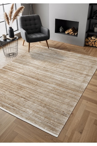 Cosmos Cs002k Kahve Halı Modern Detaylı Pamuk Taban Viskon Tozuaz Salon Yatak Odası Koridor Halısı-674 Kahverengi