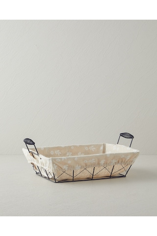 Woven Metal Ekmek Sepeti 30x23x8,5 Cm Krem