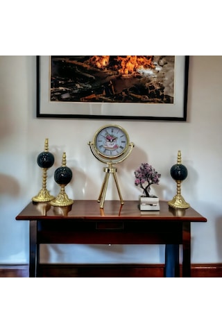 Gold Metal Ofis Salon Otel Ayaklı Masa Saati 45 Cm M22