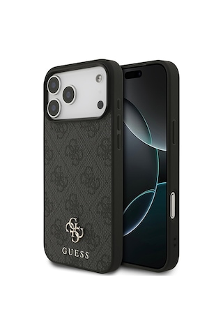 Apple iPhone Uyumlu 18 Pro Max Kılıf Guess Lisanslı M-safe Şarj Özellikli Small 4g Classic Kapak Siyah