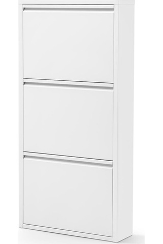 3 Raflı Metal Ayakkabılık Beyaz Metal Ayakkabı Dolabı Rehome