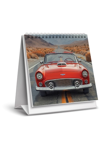 2026 Klasik Araba Retro Masa Takvimi 16x15 Cm
