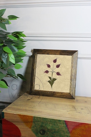 Artavessa Masif Ahşap Çerçeveli Taş Tablo Pano 16 x 16 cm - Ebru Sanatı 4