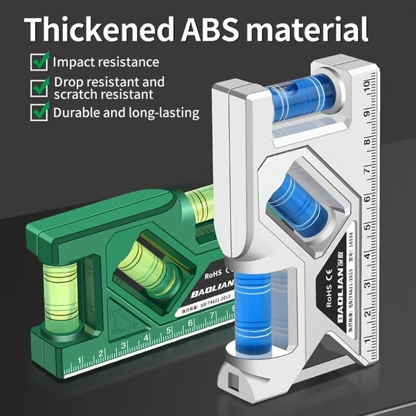 Willowhaven Manyetik Tabanlı Level Ruler, 3 Kabarcık Göstergeli, 105mm Beyaz Şok Emici Ölçüm Aleti