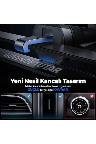 Kablosuz Şarjlı Kancalı Araç İçi Telefon Tutucu 15w Telefon Tutuc