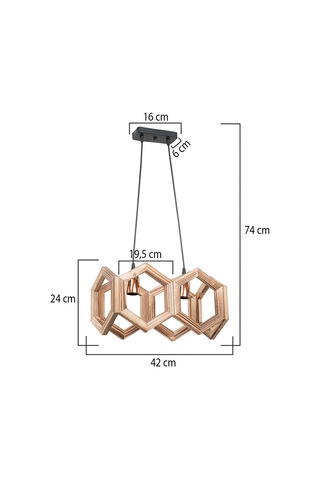 Modelight Petek 2li Ahşap Avize Meşe